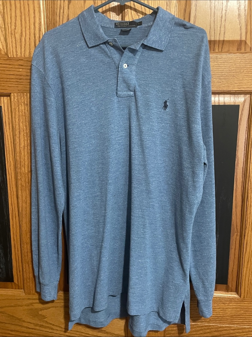 Polo by Ralph Lauren Long Sleeve Heathered Blue Polo Mens L/Xl